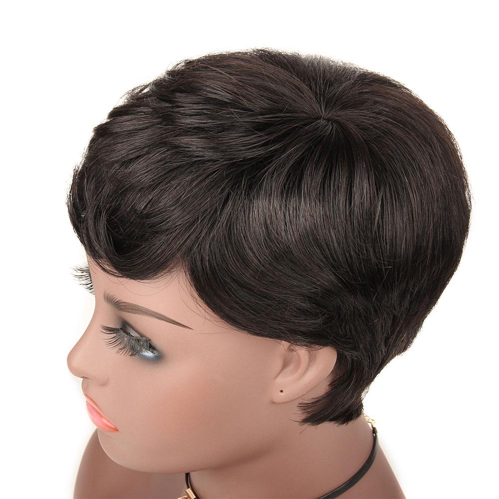 Изображение товара: Бразильские 6 дюймовые бразильские человеческие волосы с челкой для чернокожих/белых женщин машинное изготовление 100% Remy человеческие волосы для наращивания афро парик