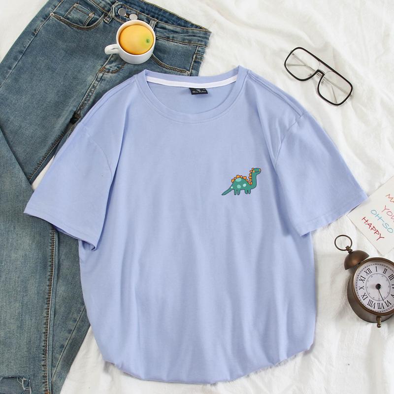 Изображение товара: Футболка мужская хлопковая с карманами, смешная Повседневная рубашка в стиле Харадзюку, с принтом динозавра, с коротким рукавом, уличная одежда, лето