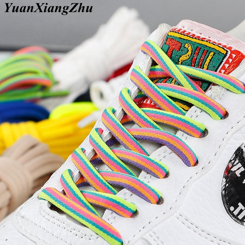 Изображение товара: Новые Круглые Шнурки радужные однотонные классические шнурки Martin для ботинок повседневные спортивные ботинки обувь кружевные кроссовки шнурки для обуви 14 цветов