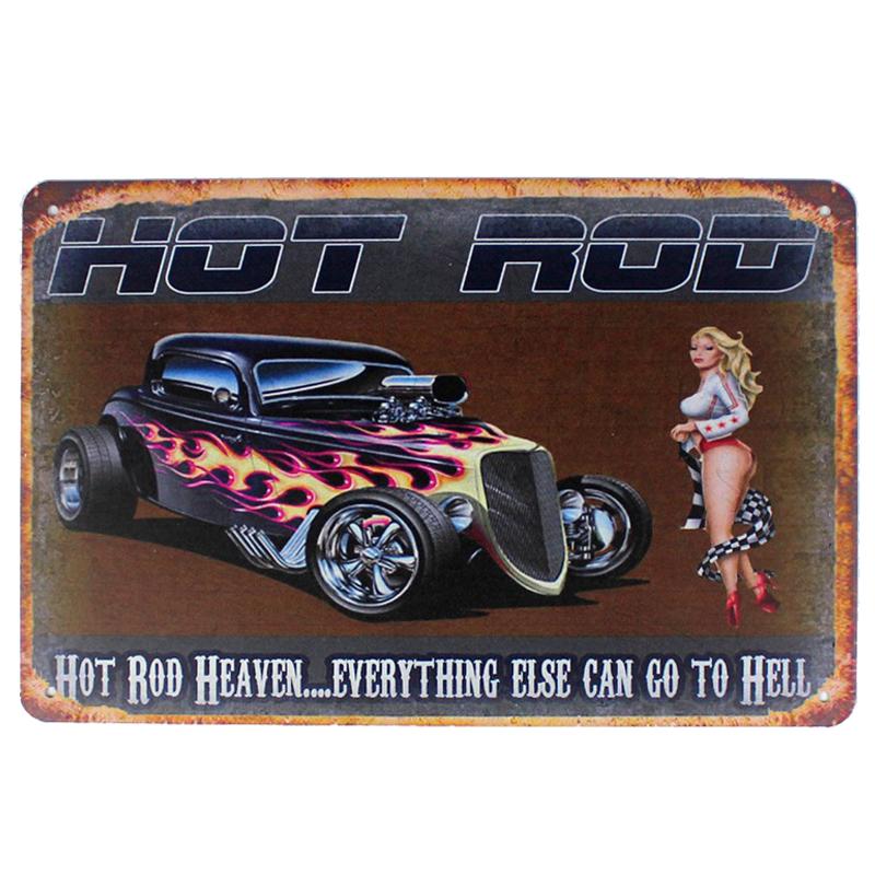 Изображение товара: Hot Rod женские газа Стиль жестяная вывеска живопись Бар Паб гараж отель декор стен для дома металлический постер в стиле ретро