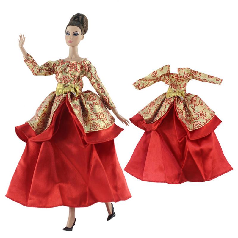 Изображение товара: Модный костюм для кукол Барби, зеленый, красный, золотой костюм, Одежда для кукол Барби, 1/6, аксессуары для кукол, вечерние наряды для кукол Барби