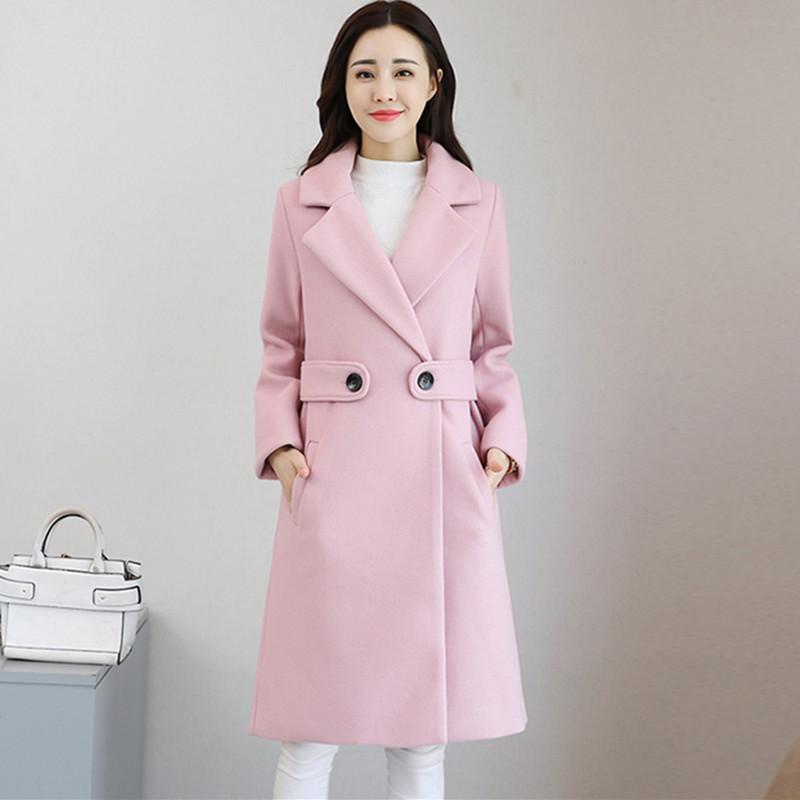 Изображение товара: Осеннее шерстяное длинное пальто YAGENZ, Женская куртка, повседневная двойная ветровка, шерстяное пальто, верхняя одежда, элегантное женское пальто с V-образным вырезом, 424