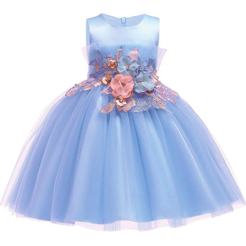 Изображение товара: 2019 кружевное вечернее свадебное платье с блестками, платье-пачка принцессы, детская одежда для девочек с цветами, детвечерние чная Одежда для девочек