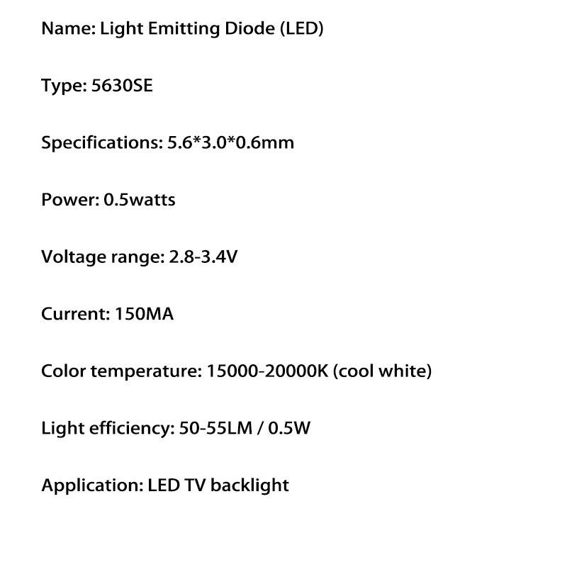 Изображение товара: 200 шт./лот, новый smd led 5630 3v 150ma лампа, бусины, холодный белый для ремонта, led lcd телевизор, подсветка, бар и полоса, хит продаж