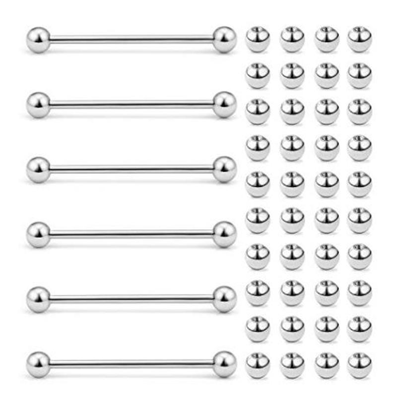 Изображение товара: 46 шт. 14 г нержавеющая сталь Промышленные Штанги Хрящ уха пирсинг ювелирные изделия и заменить мужчин t мяч набор женщин мужчин длина 1/2