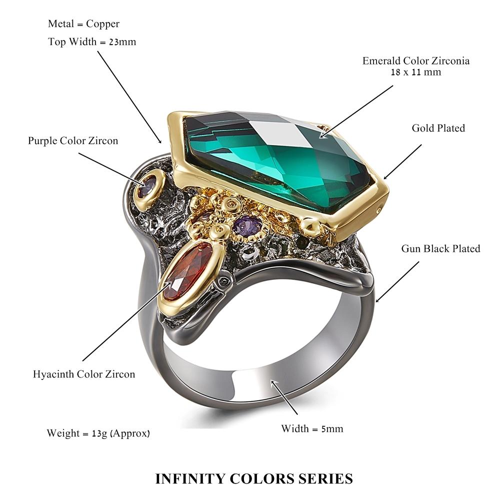 Изображение товара: Высокое качество большой зеленый камень модное кольцо свинец бесплатная установка с AAA кубического циркония вечерние кольца Бесплатная доставка