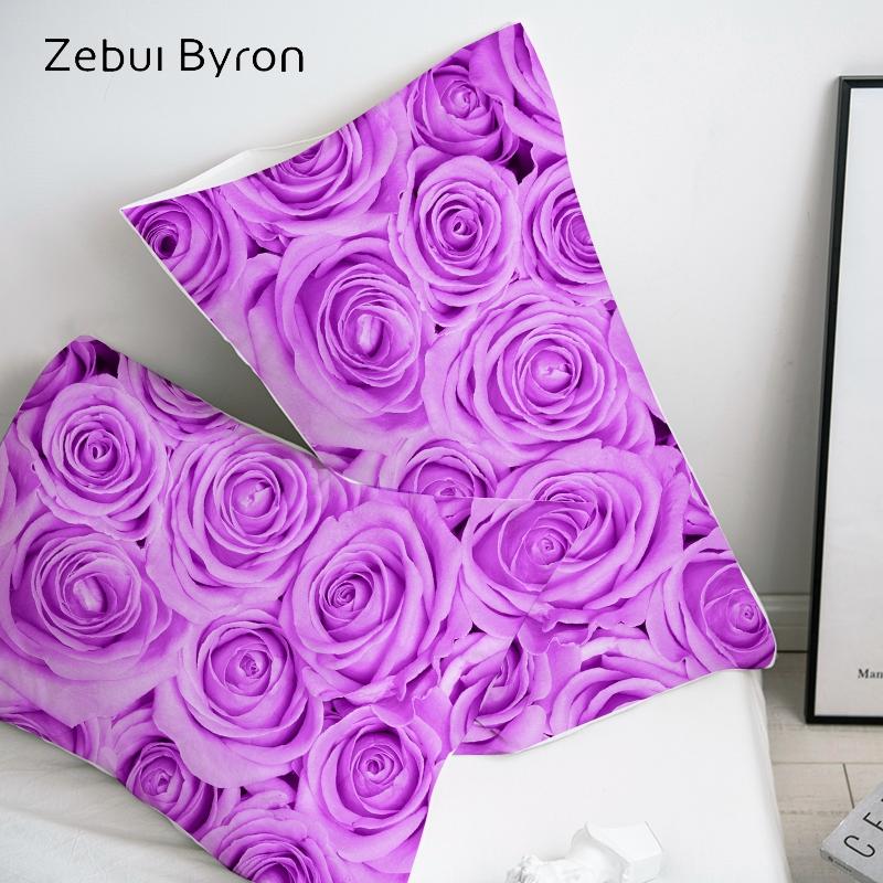 Изображение товара: 3D HD Pillow Case Pillowcase Custom/50x70/50x75/50x80/70x70 Decorative Pillow Cover,Bedding purple Rose,Drop Ship