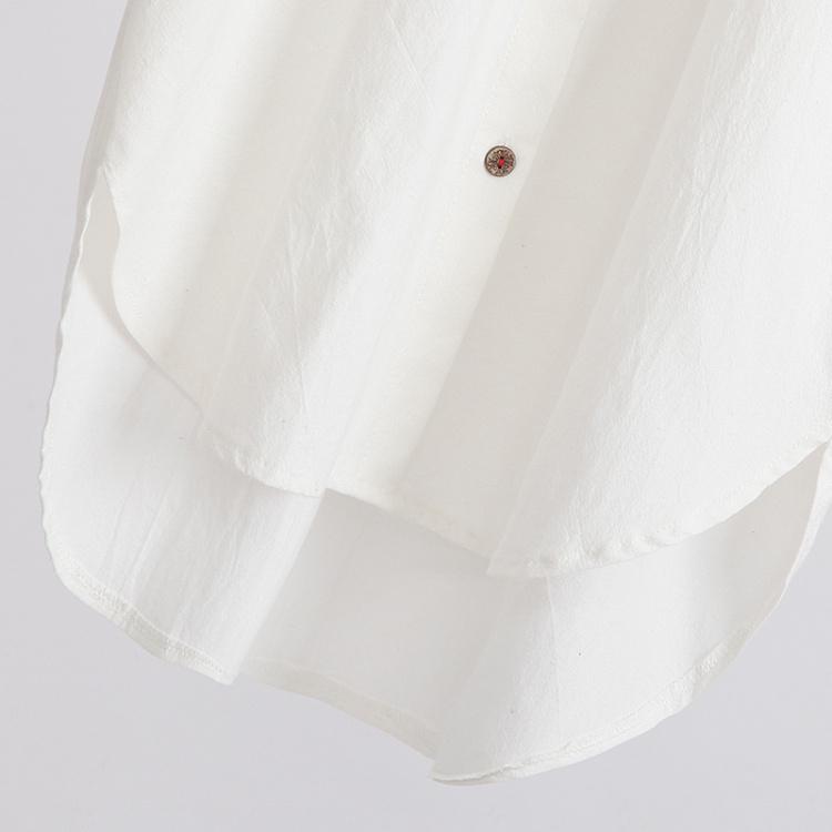 Изображение товара: Женские рубашки, Весенние Новые однотонные хлопковые рубашки с длинными рукавами, большие размеры, свободная белая длинная рубашка, юбка, Женская куртка