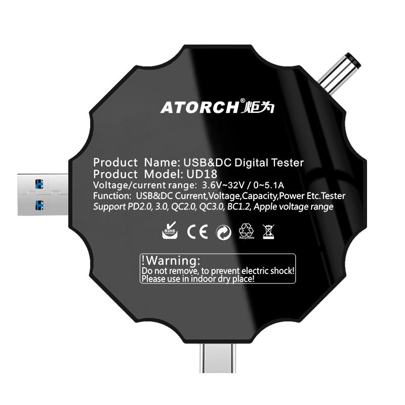 Изображение товара: UD18 Для APP USB 3.0 Type-C PD DC5.5 5521 Вольтметр Амперметр Измерение напряжения быстрой зарядки тестер сопротивления кабеля