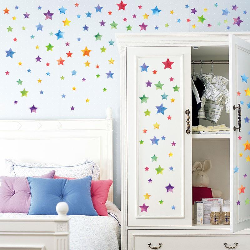 Изображение товара: Красочные Звезды детская комната настенные украшения обои фоновые настенные комнаты нарядные обои из ПВХ
