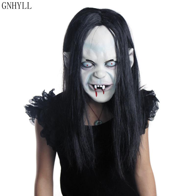 Изображение товара: GNHYLL ужасная Хэллоуин ведьма Маскарадная маска для вечеринки резиновая маска с латексом призрак Садако грубая черная маска зомби-маски