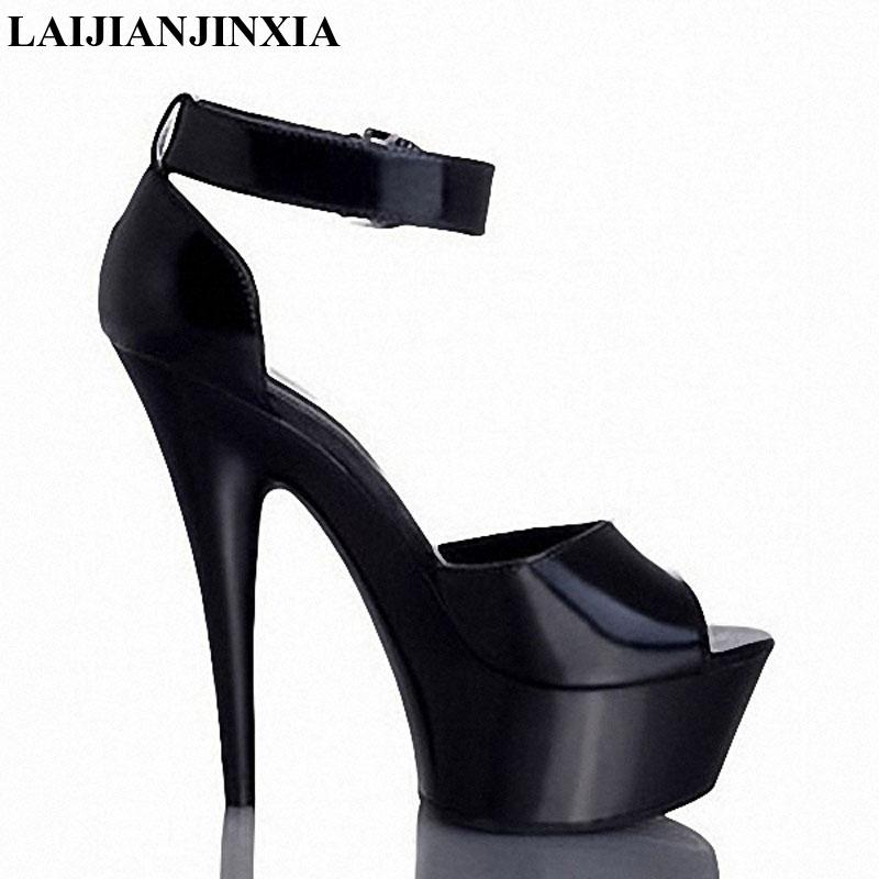 Изображение товара: LAIJIANJINXIA новые женские летние сексуальные туфли 15 см на тонком высоком каблуке с ремешком на щиколотке для ночного клуба танцевальные туфли женские сандалии