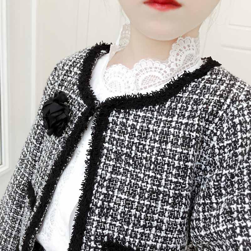 Изображение товара: Детский твидовый костюм для девочек, комплект из двух предметов, куртка и юбка, весна-осень 2020