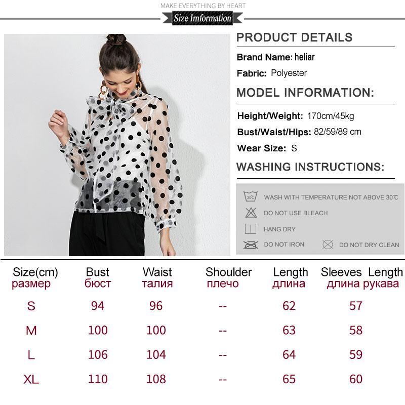 Изображение товара: Женская прозрачная блузка в горошек с длинным рукавом, черная блузка из органзы в уличном стиле на осень и весну