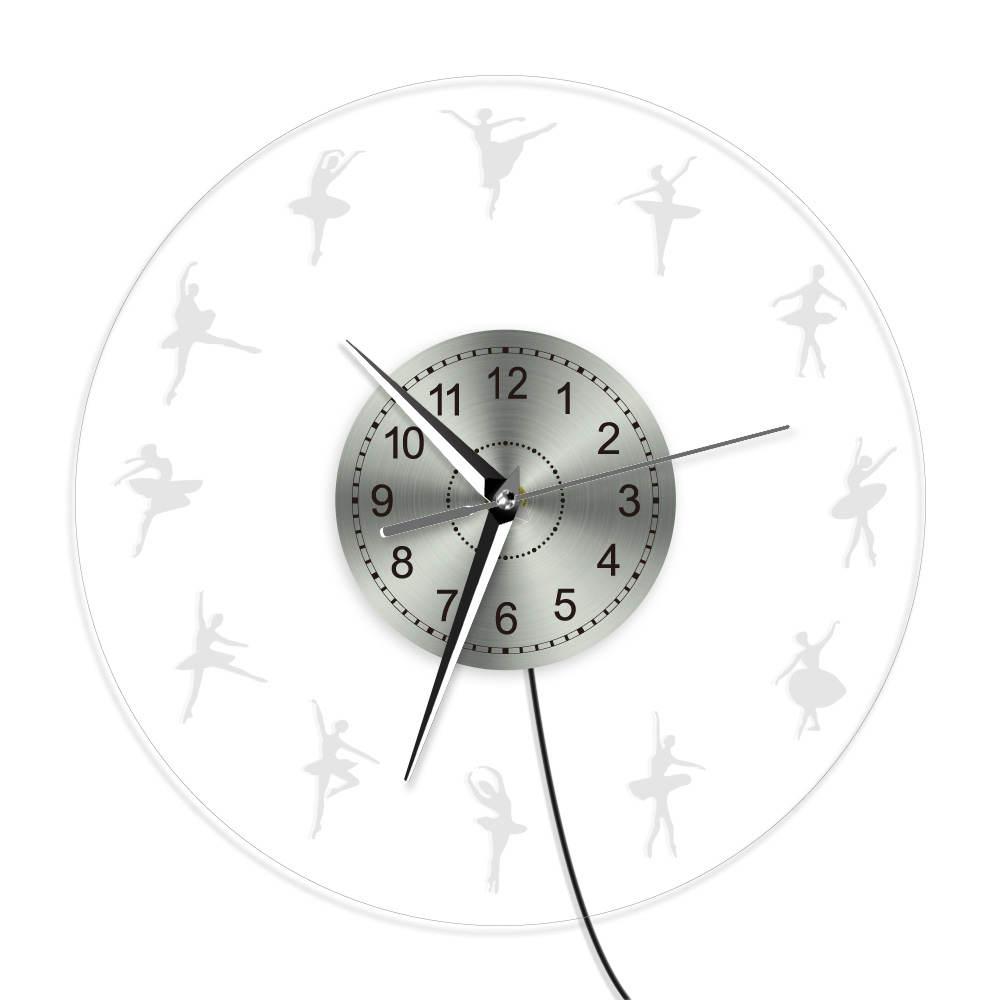Изображение товара: Балетная танцовщица силуэт Цвет Изменение настенные часы балерина подарок балерина студия настенный светильник светодиодный подсветка современные настенные часы