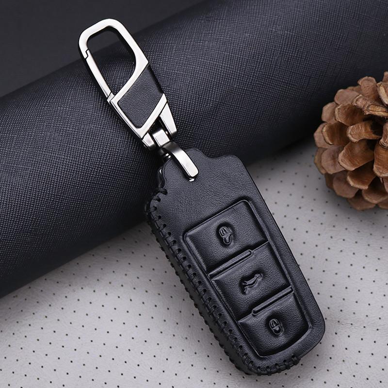 Изображение товара: Кожаный чехол для автомобильного ключа с кольцом для ключей для Volkswagen VW CC Passat B6 B7 Passat 3C CC Magotan R36 B5 B7L автомобильные аксессуары