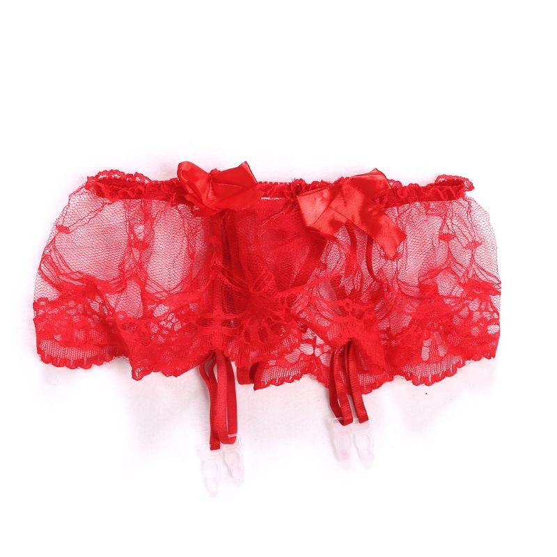 Изображение товара: Женский сексуальный кружевной чулок стринги подвязки чулки с поясом комплект нижнего белья с бантом