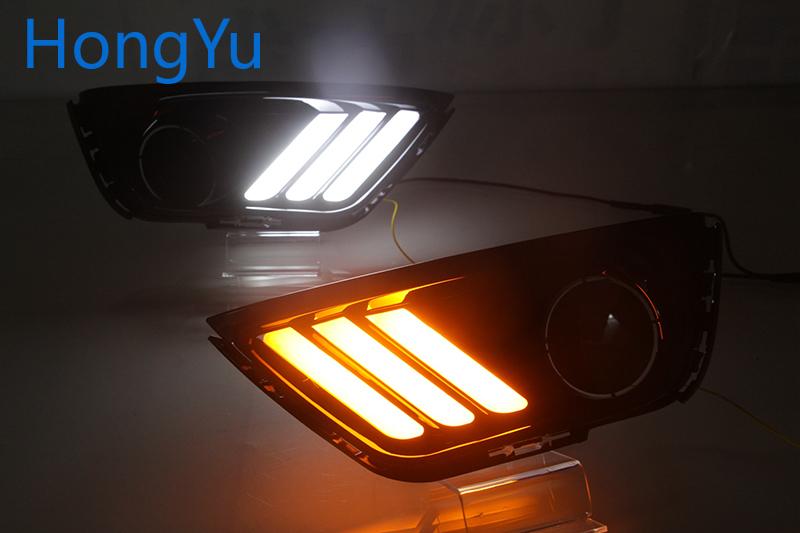 Изображение товара: Автомобильный мигающий светодиодный дневный ходовой светильник DRL, Дневной светильник s для Jeep Compass 2016 2017 2018 2019 с желтым сигналом поворота