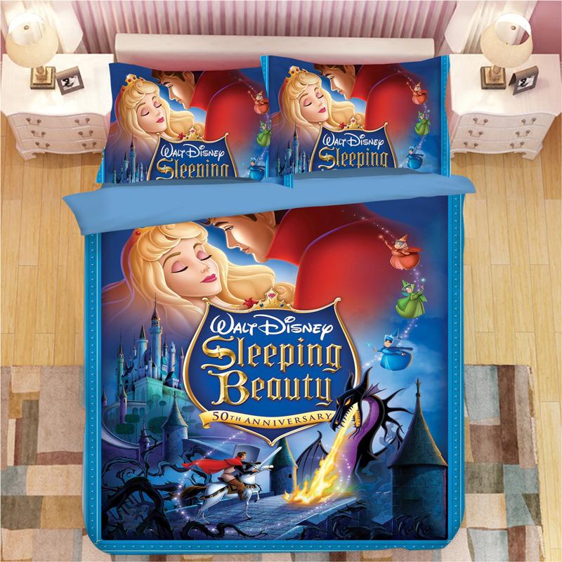 Изображение товара: Набор постельного белья принцессы с 3D принтом, одеяла для девочек, 3 шт., постельное белье, Рождественский подарок-украшение, бесплатная доставка