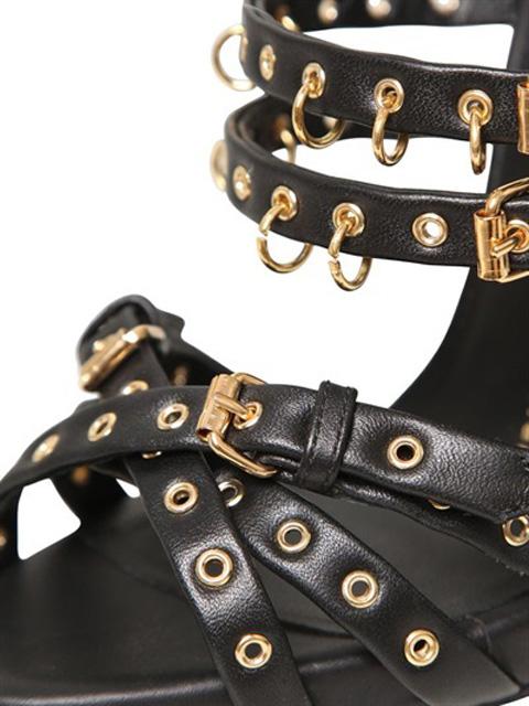Изображение товара: Женские сандалии-гладиаторы, с металлическими украшениями, ремешками и пряжками, с вырезами, на тонком высоком каблуке, черные, белые, размер 35-43, для лета