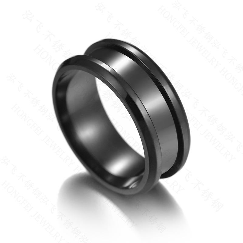 Изображение товара: Titanium Steel Black Blue Gold Big Groove Ring for Men Women 8mm Wedding Engagement Party Jewelry Gift Anillo Drop Shipping