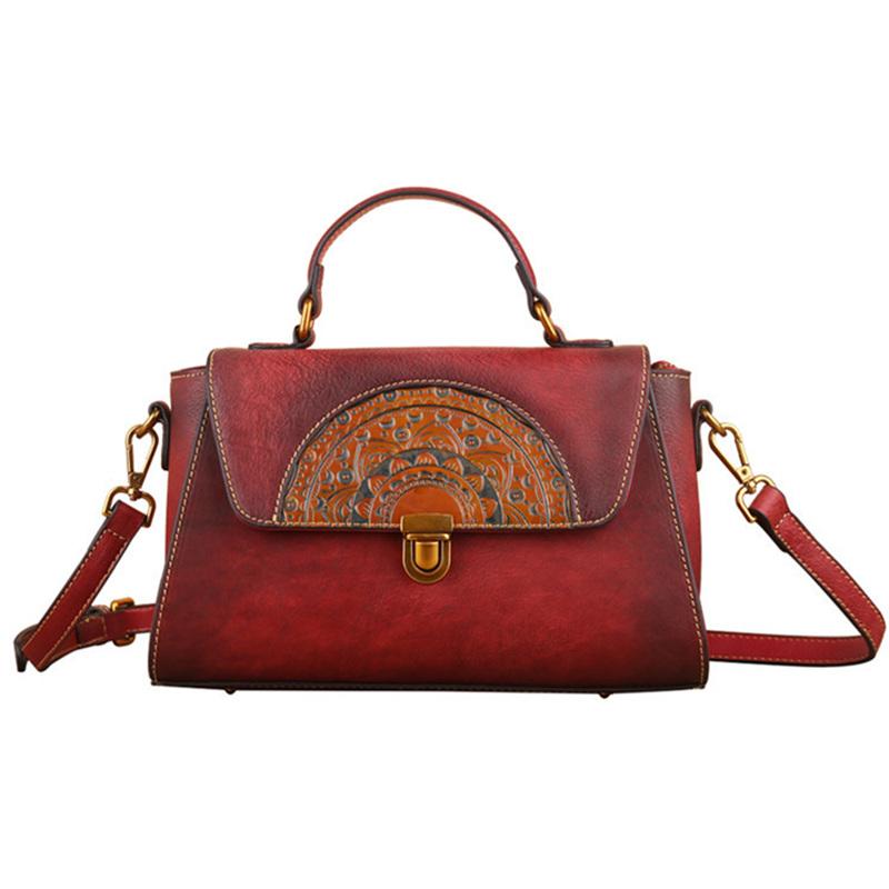 Изображение товара: Сумка-мессенджер Nesitu M1199 женская из натуральной кожи, модная Винтажная сумочка на плечо, тоут, коричневый серый красный