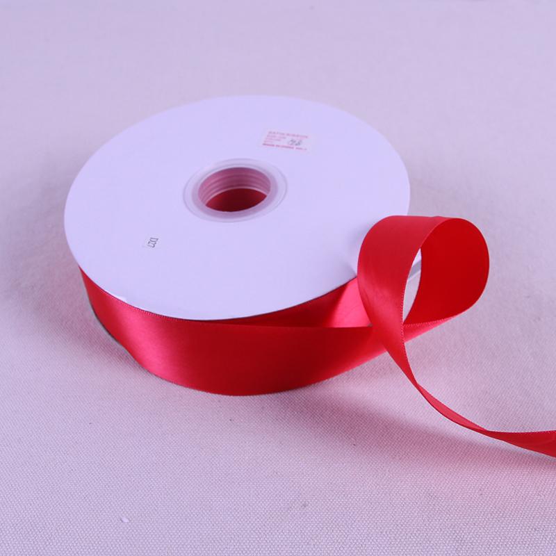 Изображение товара: Розово-красная лента 100 ярдов/рулон полиэфирные ленты Свадебная вечеринка, украшение на Рождество, для дома, торт подарочная коробка с запахом ручной DIY аксессуары