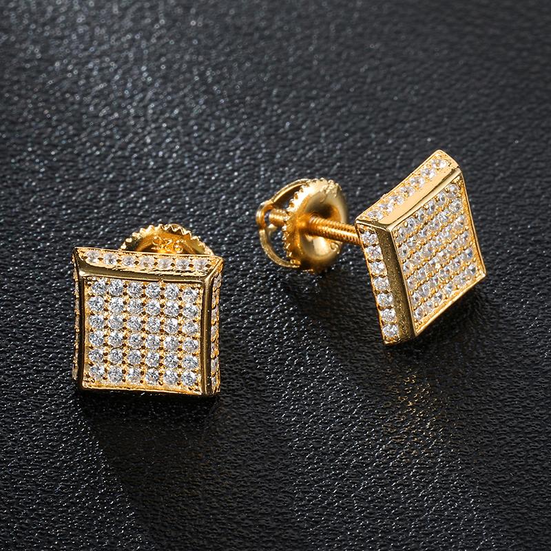 Изображение товара: Мужские Серьги D & Z в стиле хип-хоп с микрозакрепкой из фианита AAA +, блестящие медные Геометрические Квадратные искусственные бриллианты для мужчин