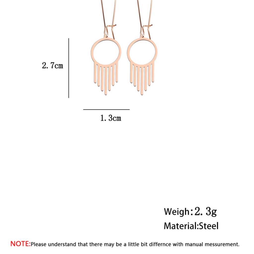Изображение товара: Геометрические круглые висячие серьги с кисточками для женщин, Модные Винтажные Ювелирные изделия из нержавеющей стали, простые длинные серьги, бижутерия