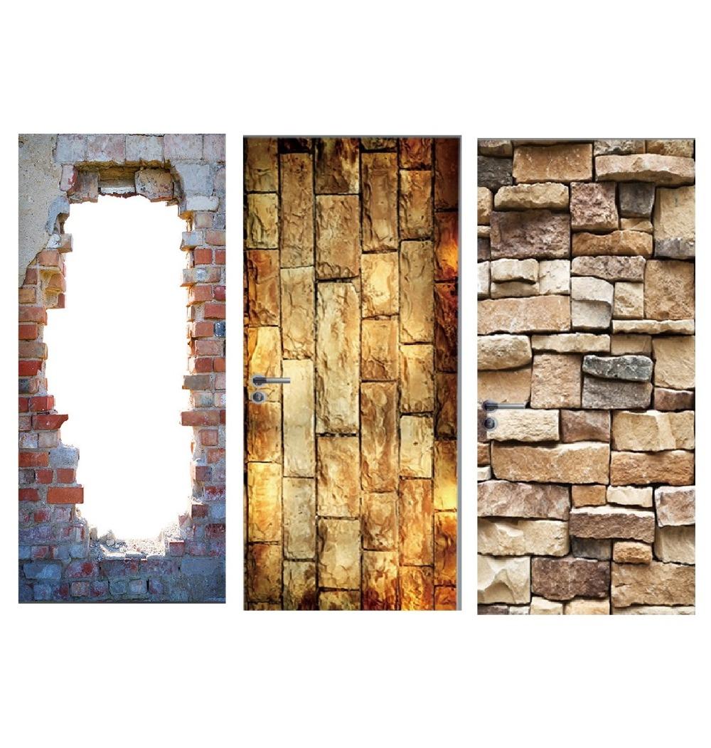 Изображение товара: Винтажные кирпичные стены ретро дверные фрески настенные наклейки дверные наклейки Настенные обои