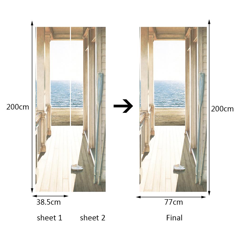 Изображение товара: Наклейки с кабиной, морской пейзаж, деревянная дверь, морское искусство, 3D настенные фрески, ПВХ самоклеящиеся наклейки, украшение для дома