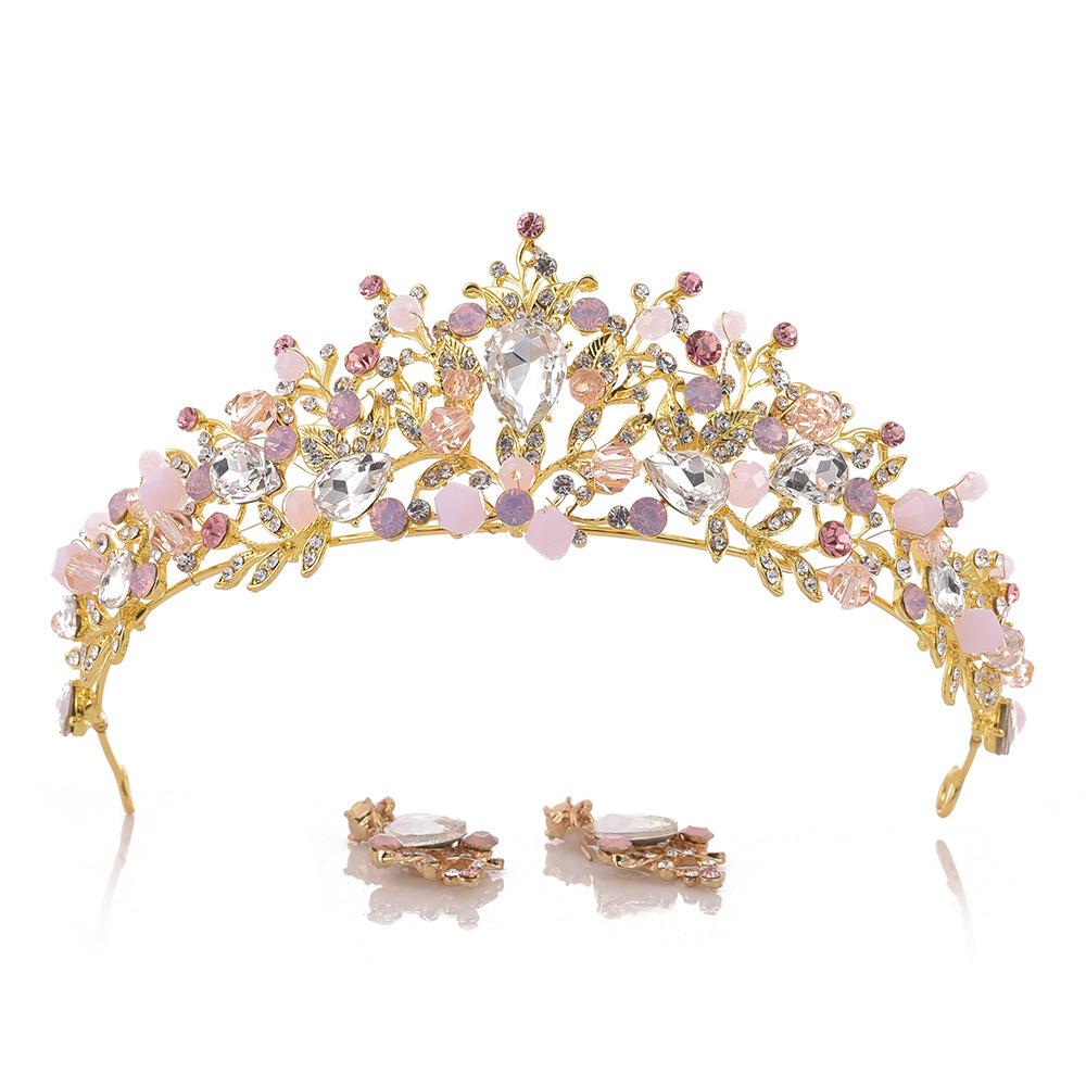 Изображение товара: Свадебные головные уборы, обруч для волос, корона в стиле барокко, набор со стразами, шнурок для невесты, инструкция по эксплуатации, корона, аксессуары