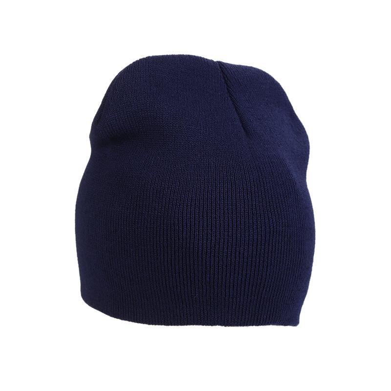Изображение товара: Женские зимние шапки x27s, однотонная Шапка-бини, вязаная теплая зимняя шапка, однотонная вязаная шапка в стиле хип-хоп, Шапка-бини, вязаные шапки с помпонами