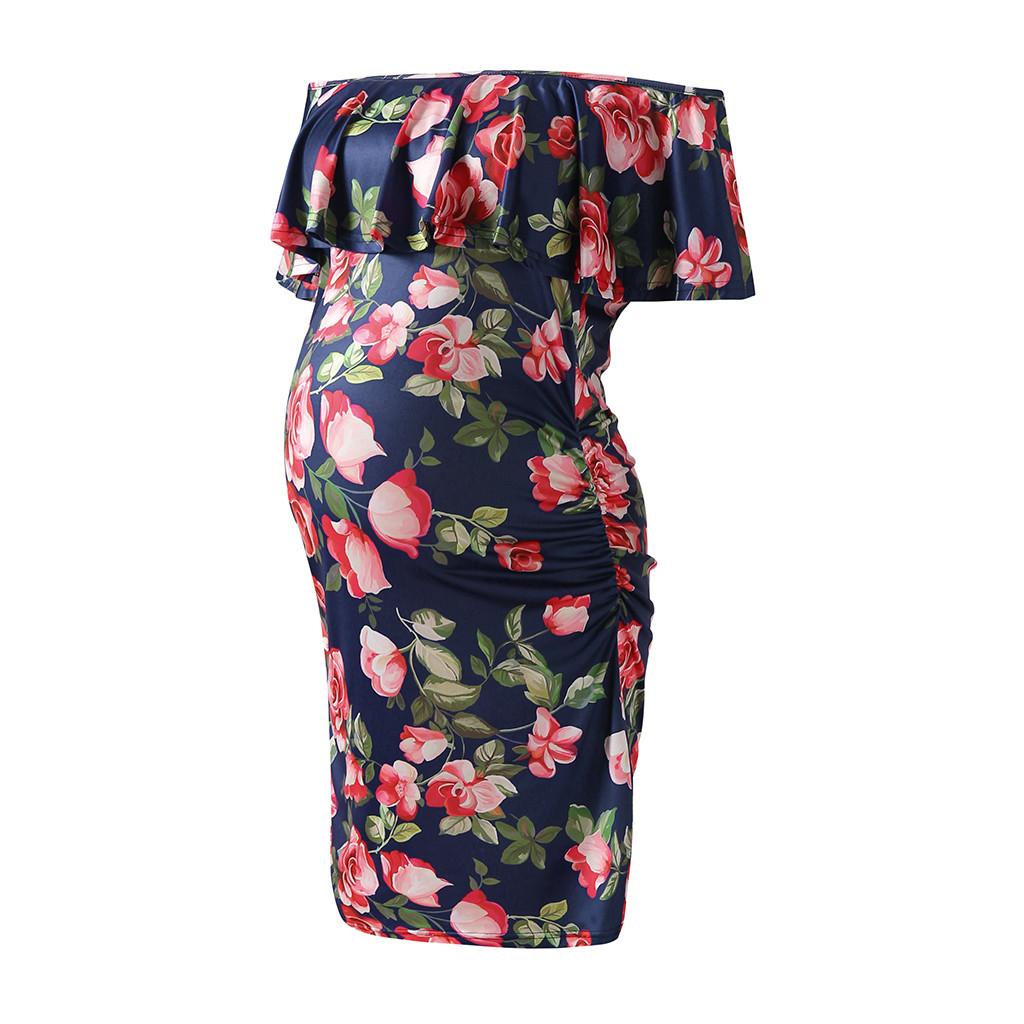 Изображение товара: Платья для беременных платье для беременных с цветочным принтом Falbala с открытыми плечами и оборками платье для беременных Vestidos