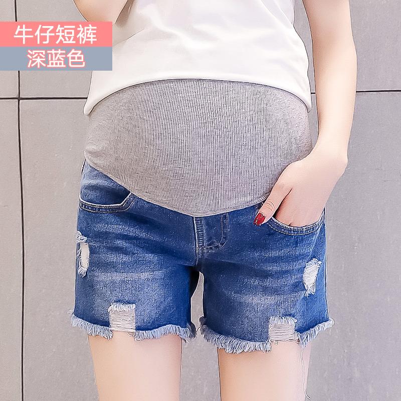 Изображение товара: Летние модные джинсовые шорты для беременных для талии, живота, эластичная короткая джинсовая одежда для беременных женщин