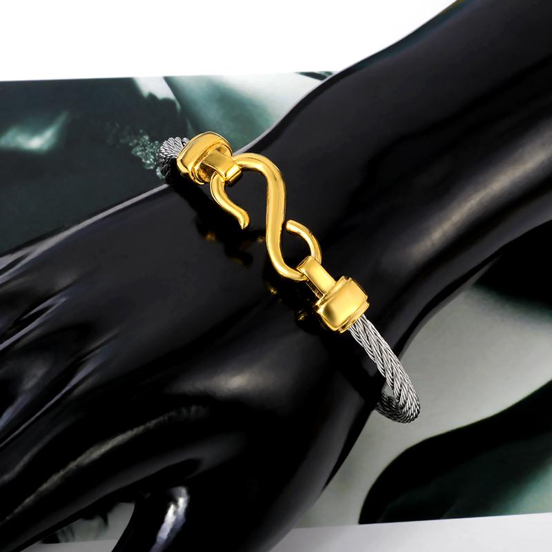 Изображение товара: Женский браслет на запястье, золотистый браслет из титановой стальной проволоки в стиле панк, бижутерия, изящные браслеты-манжеты, бижутерия, хороший подарок для пар