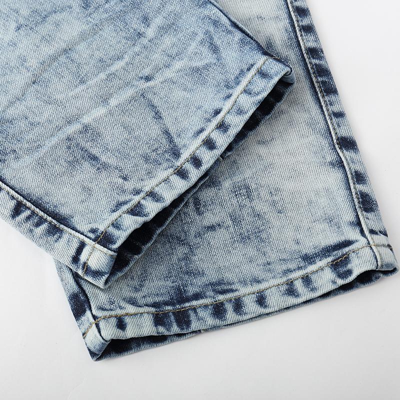 Изображение товара: 2022 новые весенние мужские модные джинсовые брюки Лоскутная синяя брендовая одежда для мужчин тонкие мото джинсы мужские брюки 172075