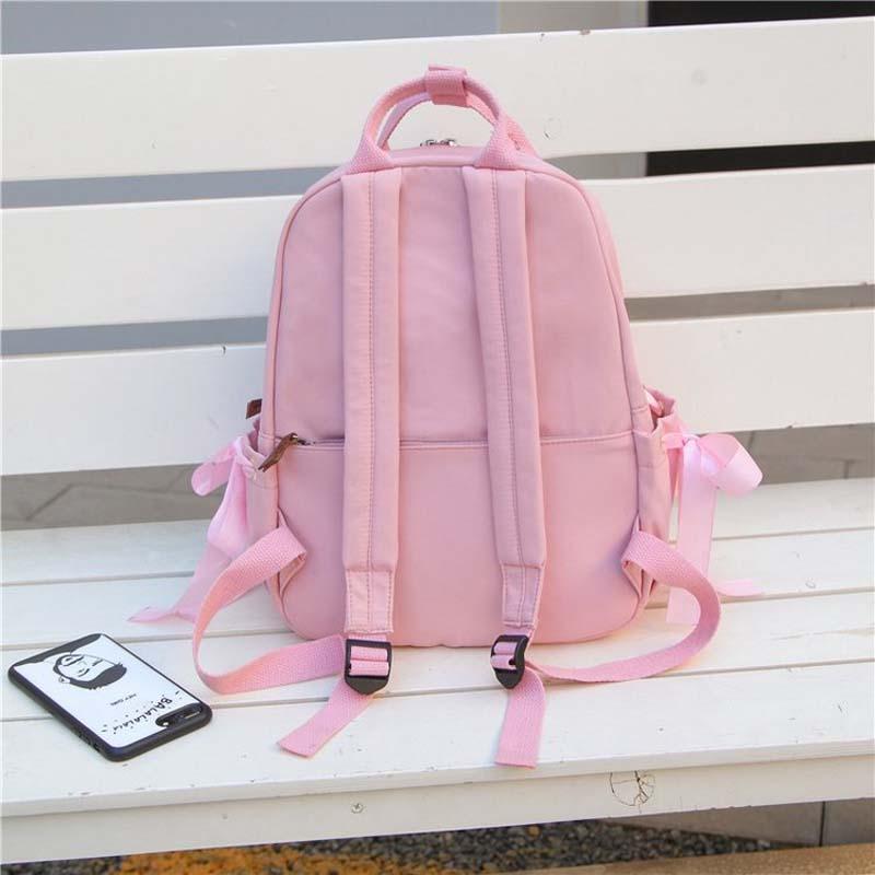 Изображение товара: Японский Рюкзак 5 шт./лот, однотонная школьная сумка для девочек, милый рюкзак с бантом, женский рюкзак