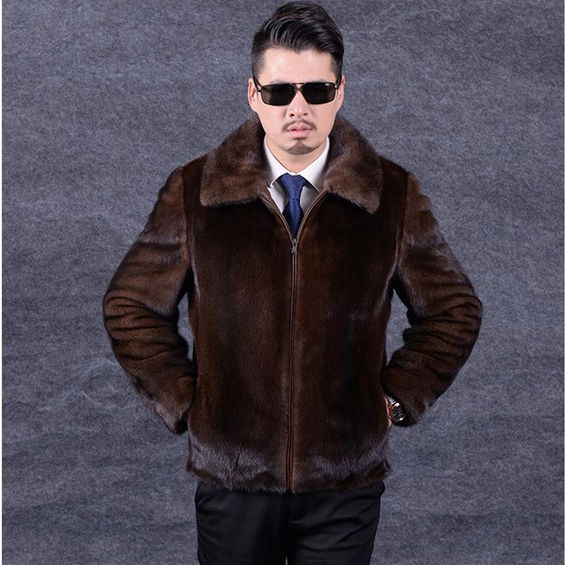 Изображение товара: Мужская кожаная куртка, Мужская длинная куртка с отложным воротником, осенне-зимняя модель, мужские пальто из искусственного меха D360
