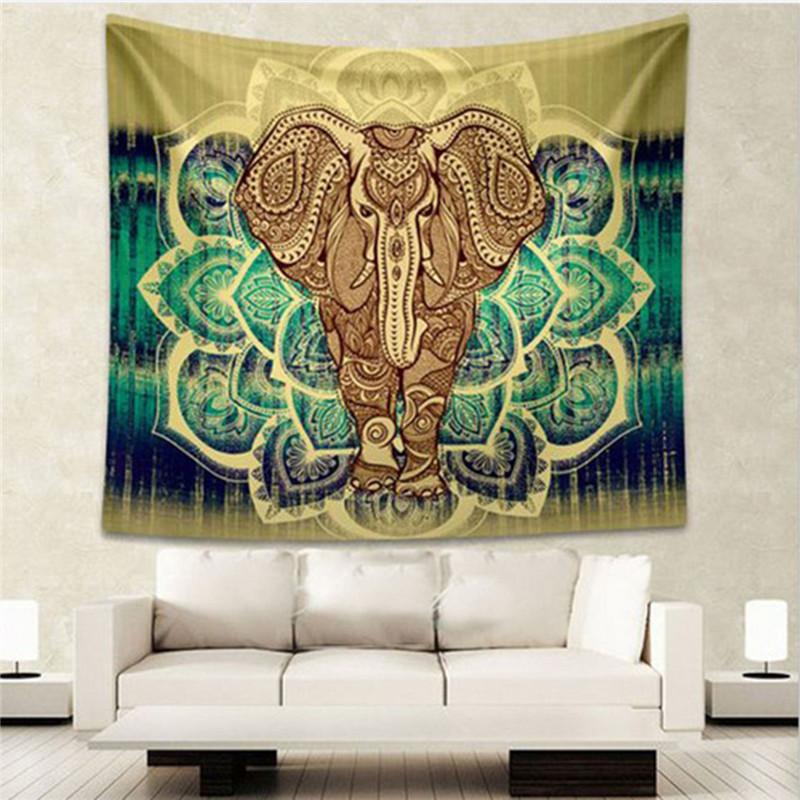 Изображение товара: 6 стилей, настенный гобелен с принтом слона из полиэстера, индийский гобелен с мандалой, Настенный Ковер, украшение для одеяла в гостиной