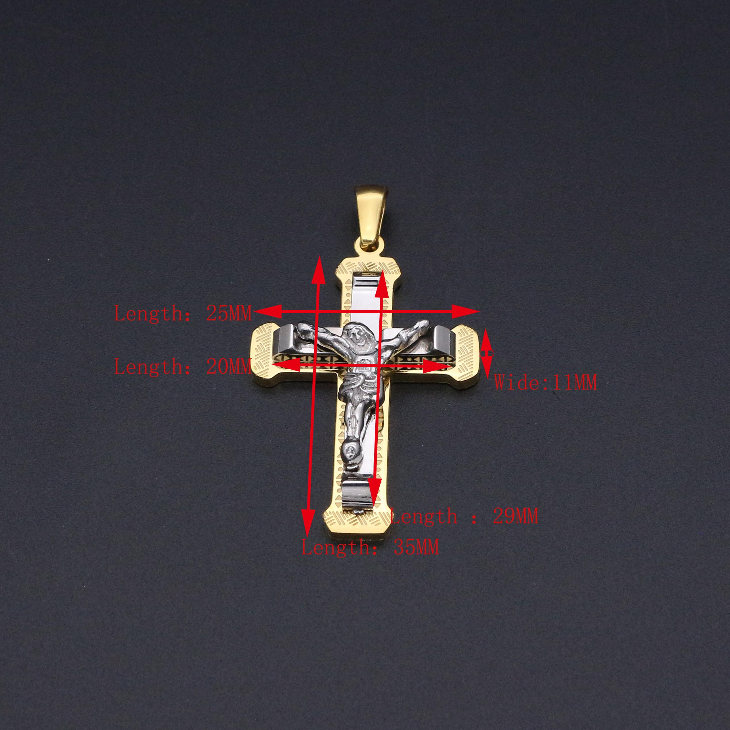 Изображение товара: Цепочка с подвеской-крестом для женщин, ожерелье из нержавеющей стали под золото и серебро с кулоном Иисуса, колье 60 см, ювелирное изделие для мужчин