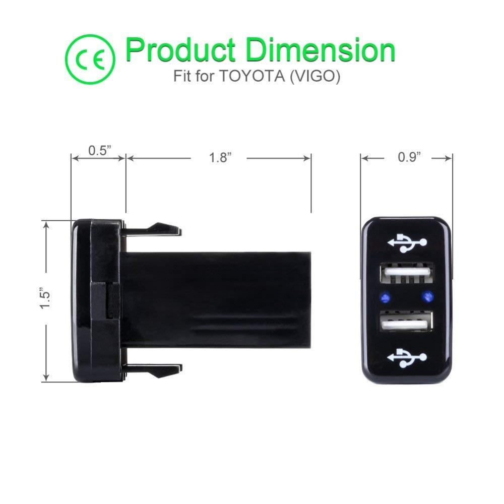 Изображение товара: 5V 2.1A Dual USB Power Socket Быстрое Автомобильное зарядное светодиодный розетка электропитания с USB Socket Port Toyota Series