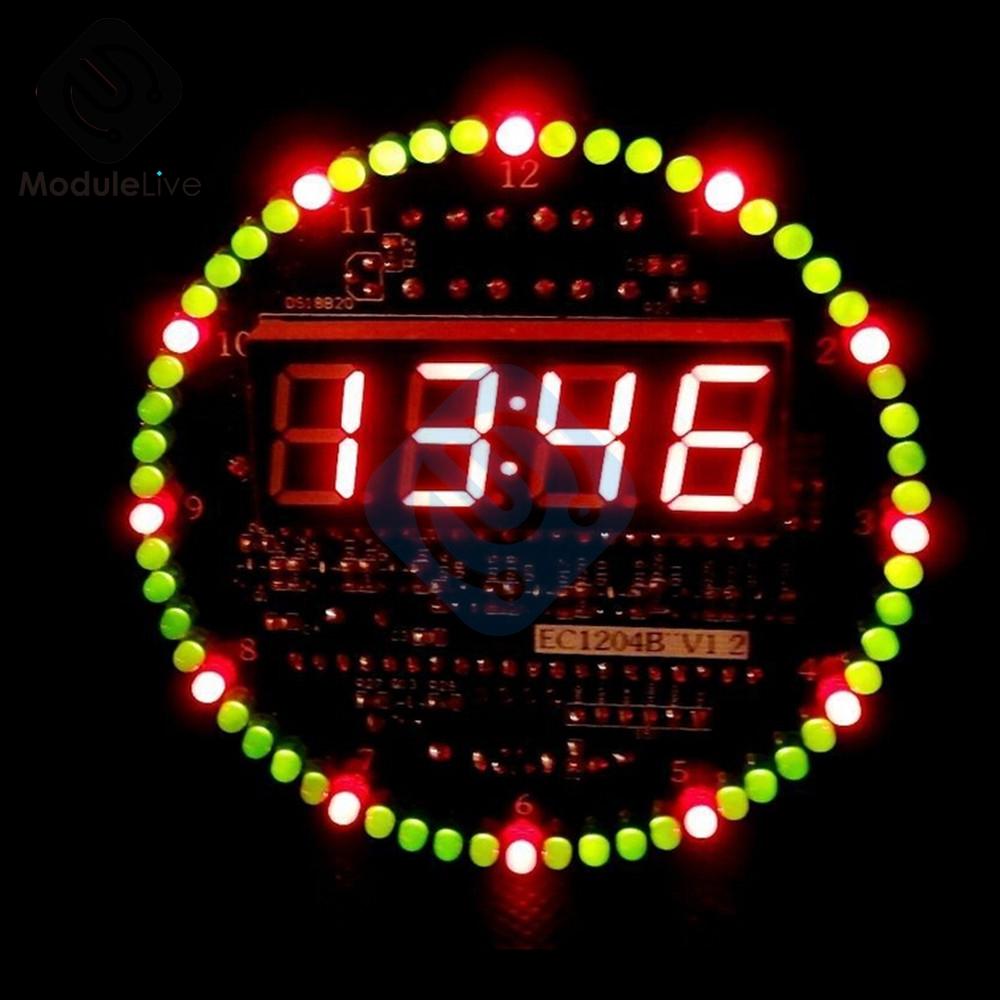 Изображение товара: DS1302 вращающиеся светодиодные электронные цифровые часы комплект 51 SCM обучающая плата модуль 5 В в сборке