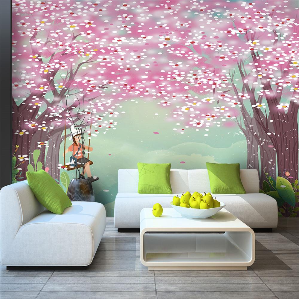 Изображение товара: Пользовательские 3d обои простое, маленькое, новое цветение вишни красивый сон фон-высококачественный водонепроницаемый материал