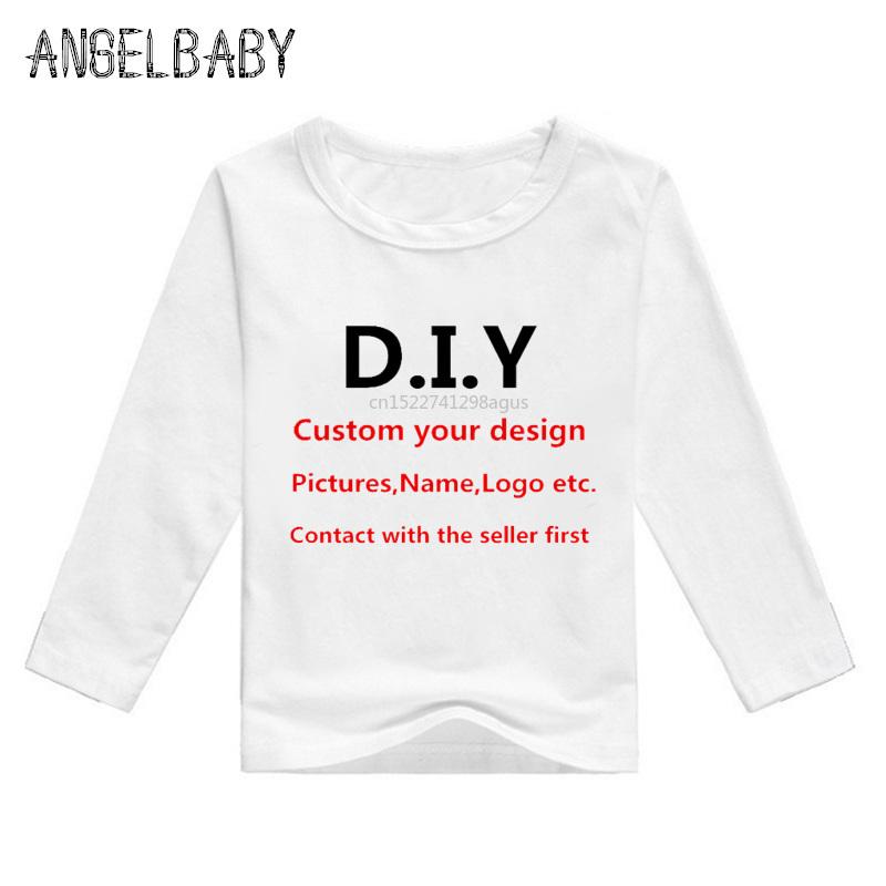 Изображение товара: Kids Customized Print Long Sleeve Boys T Shirt Baby Custom Own Design Birthday  T-shirt  DIY Girls Clothes,Contact with Seller