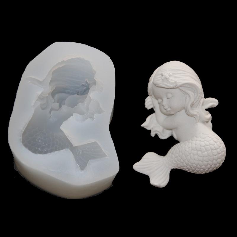 Изображение товара: Aomily Beautiful 3D Mermaid Fondant Silicone Mold Candle Sugar Craft Soap Chocolate Cake Mould DIY Gift Baking Decorating Tools