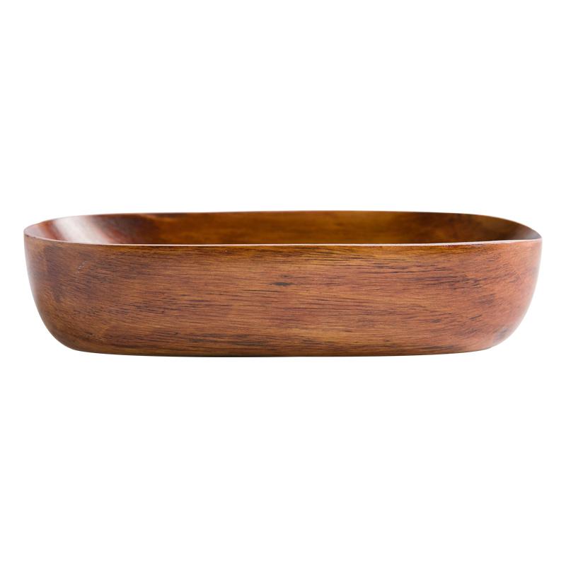 Изображение товара: Деревянная тарелка, необычная тарелка из дерева акации, блюдо для торта, фрукты, поднос, тарелка для суши