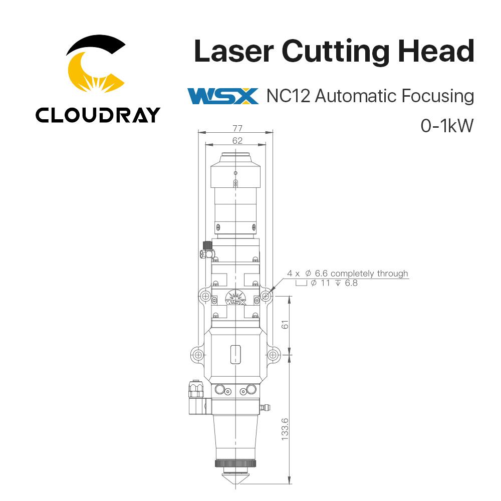 Изображение товара: Волоконная Лазерная режущая головка Cloudray WSX 0-1 кВт NC12 с автоматической фокусировкой 1000 Вт для резки металла