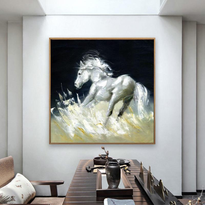 Изображение товара: Современная Топ абстрактная лошадь искусство Масляная живопись на холсте плакаты и принты настенные картины для гостиной Куадрос Декор без рамки