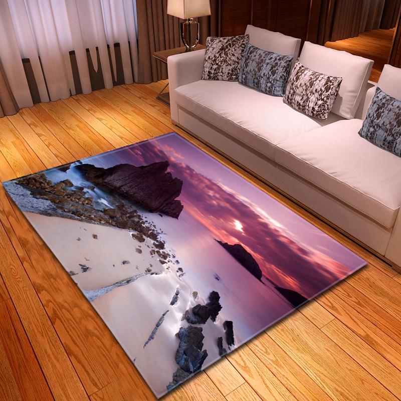 Изображение товара: 3d-ковры с пляжным пейзажем, мягкие фланелевые коврики для гостиной, спальни, детской комнаты, красивый большой игровой коврик
